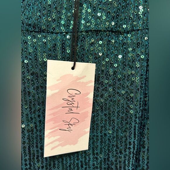 Crystal Sky emerald green sequin Mini Dress Cocktail Party Sexy Elegant L NWT - Picture 11 of 16